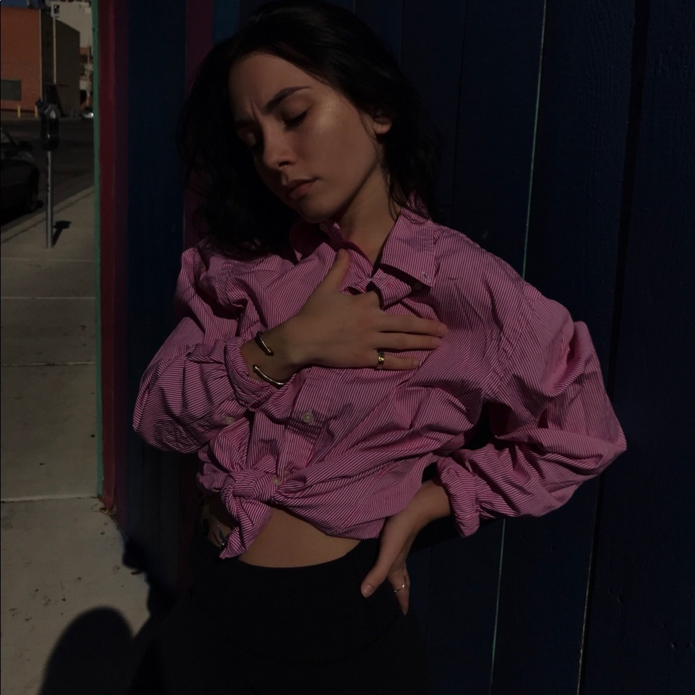 pink polo button down